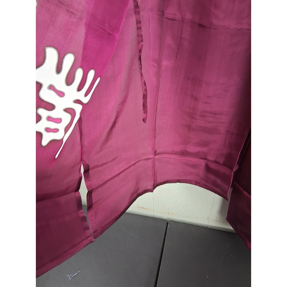 100% Mulberry Silk Kimono Robe Chinese NWOT Wine Color One Size - Picture 7 of 9